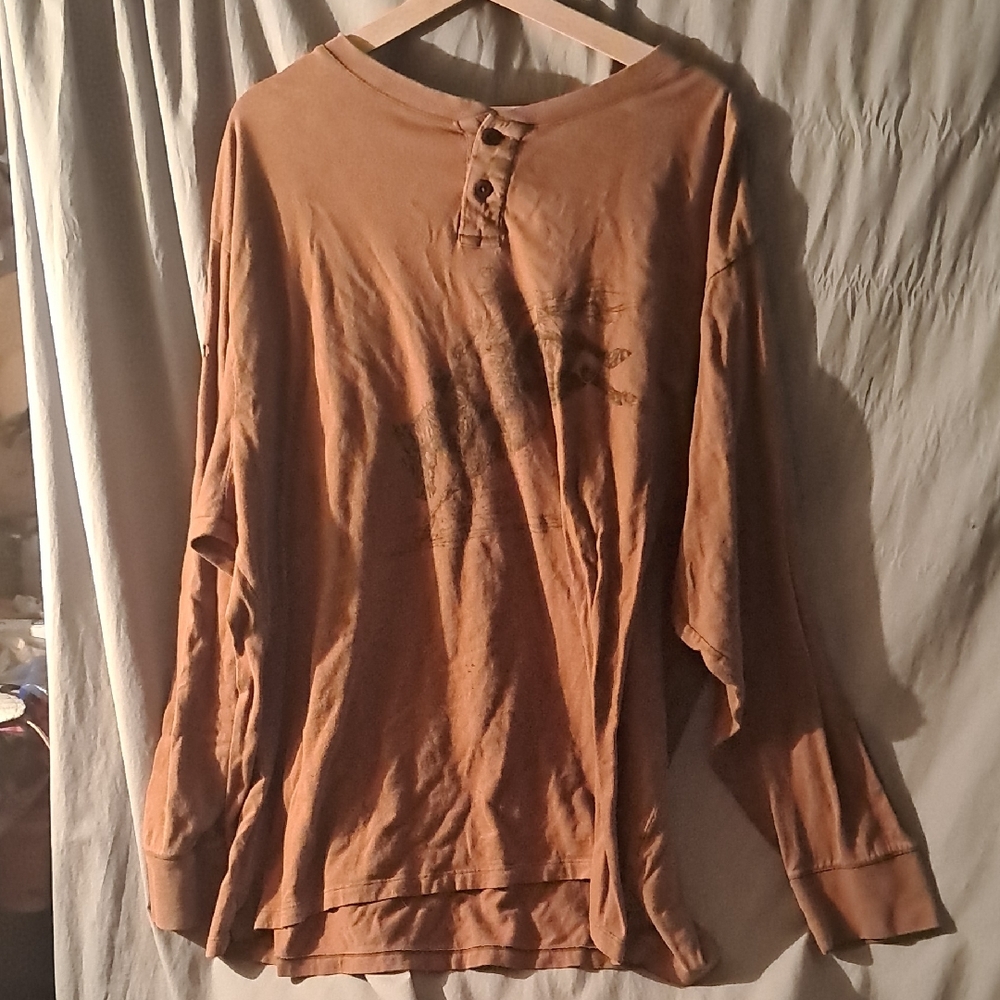 Bit And BridlebTan Long Sleeve Tee with Relaxed Fit
